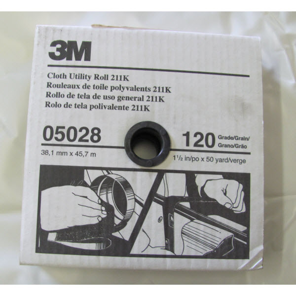 ABRASIVE, CLOTH, 120 GRIT, 11/2 IN. WIDE, 50 YD 3M ChoctawKaul